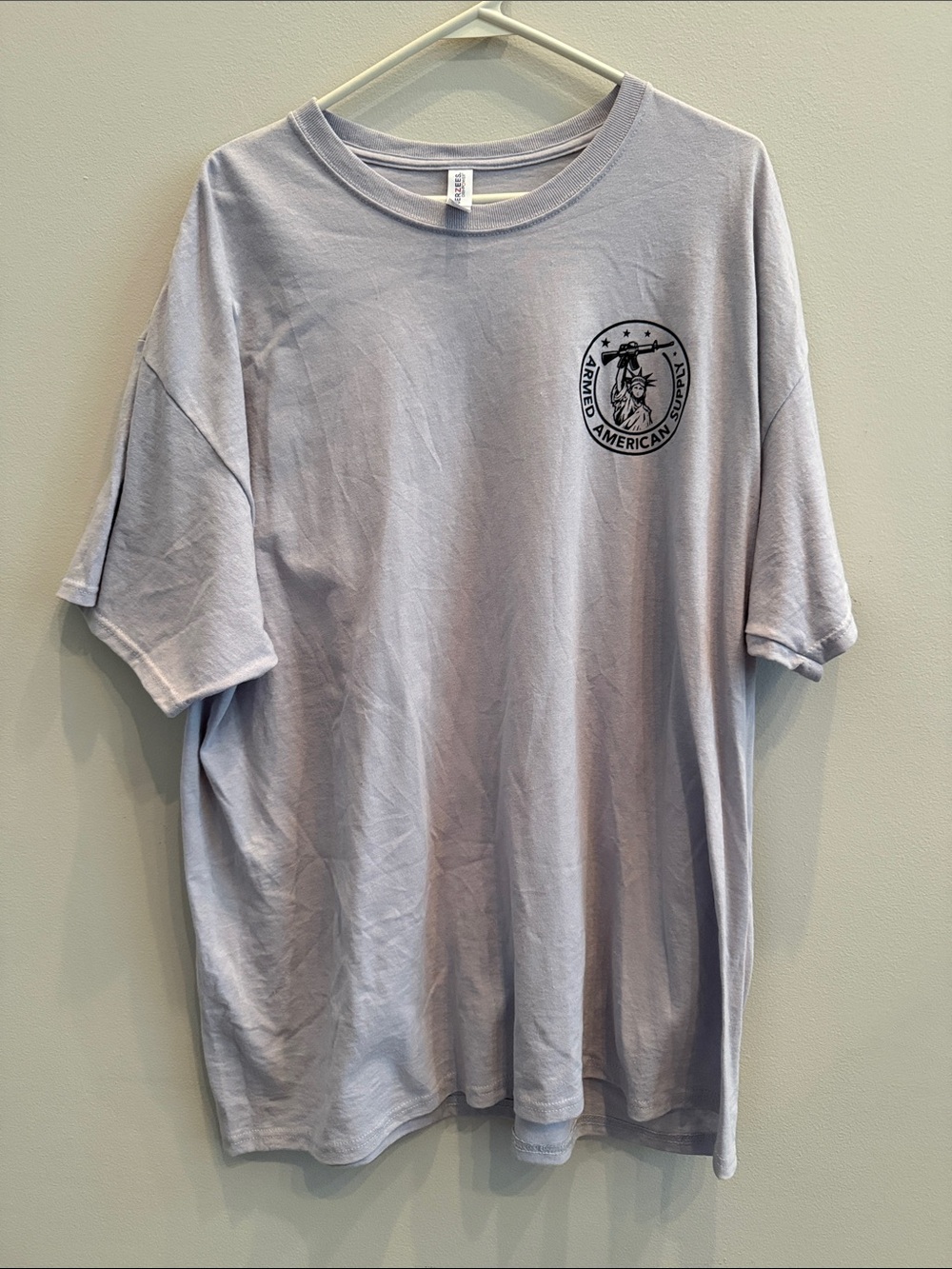 Jerzees Light Gray Short‑Sleeve Tee with Small Chest Emblem
